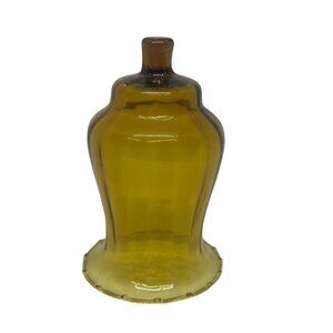 VTG Amber Glass Crimped Rim Candle Holder - 5.5" Bell Shaped Sconce